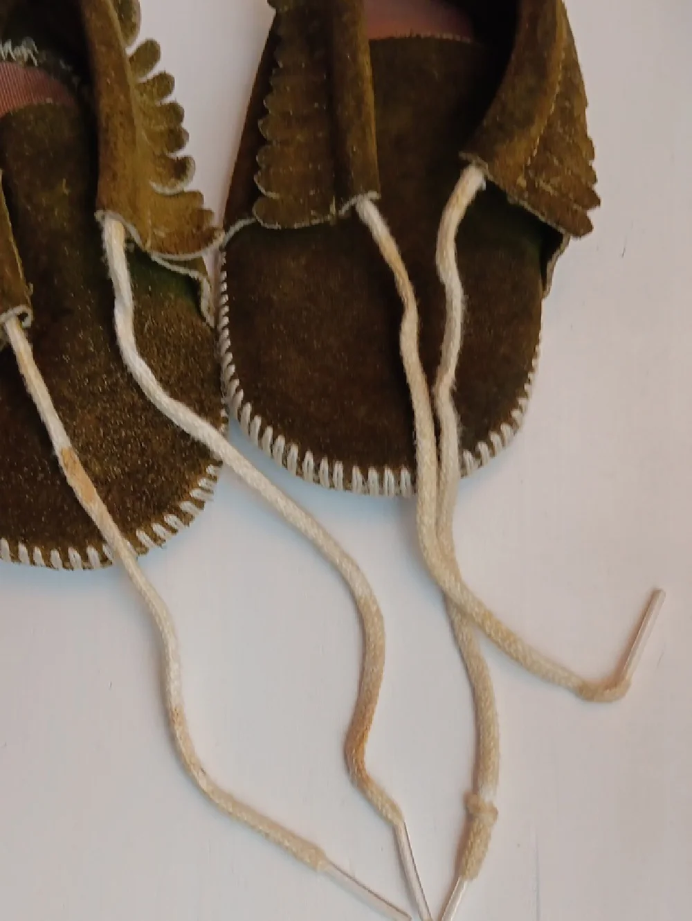 Baby Olive Green Suede Moccasin Shoes
